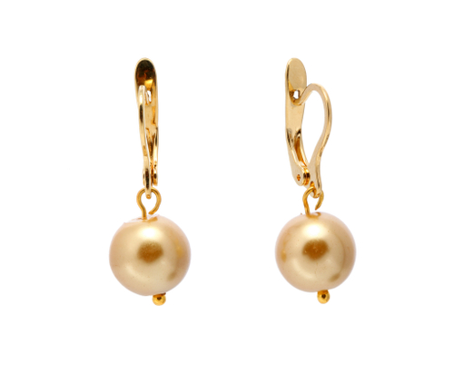 "Золотая жемчужина 2" серьги в золотом покрытии из коллекции "Золотой жемчуг" от Jenavi с английским замком