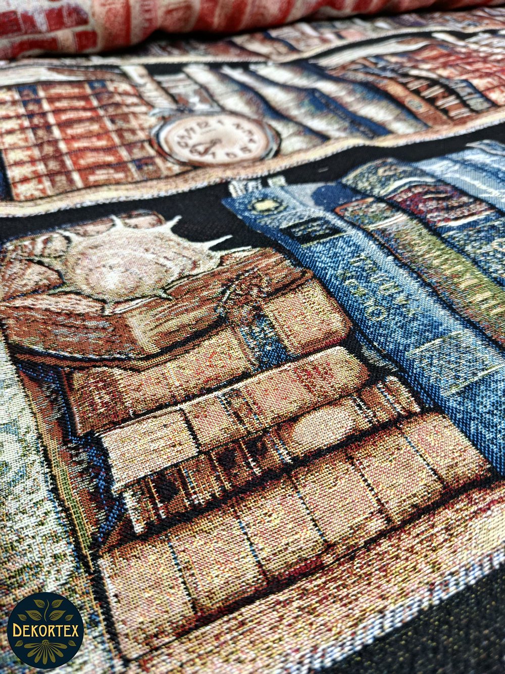 Мебельная ткань гобелен Книжные полки (ширина 200 см) - цена за п/метр