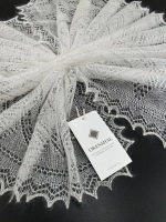 Оренбургский пуховый палантин с шелком АШ12040-02 экрю