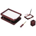 Набор настольный Delucci, 4 предмета (2 лотка), красное дерево