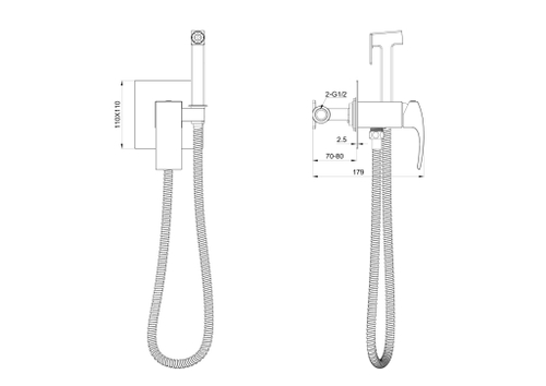 Смеситель с гигиеническим душем встраиваемый WONZON & WOGHAND FIT, Хром (WW-88829009-CR)