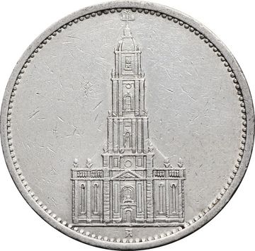 5 рейхсмарок 1935 Германия (Третий Рейх) "A" Гарнизонная церковь в Постдаме (Кирха)