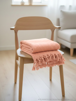 Плед-покрывало из хлопка Stephane, цвет Персиковый