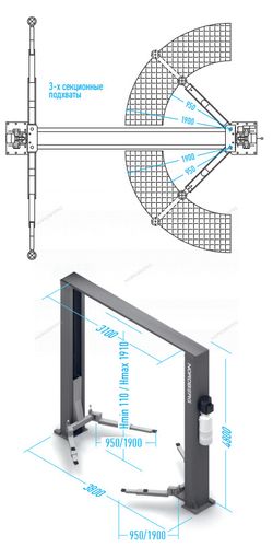 NORDBERG (N4122HE-6B_380) Подъемник 2-стоечный 6 т с верхней синхронизацией, 380 В, синий