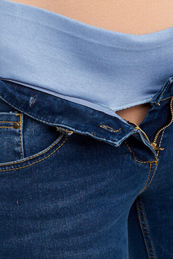 Джинсы трансформеры для беременных и кормящих цвет синий из хлопка 95%, размеры 40,50,52