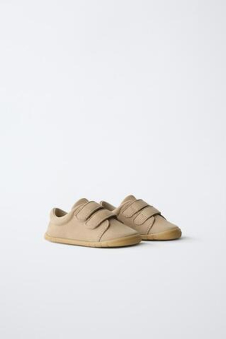 ZARA КОЖАНЫЕ КРОССОВКИ BAREFOOT, ПЕСОЧНО-КОРИЧНЕВЫЙ