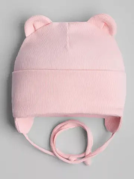 Шапка детская с ушками на завязках на осень
