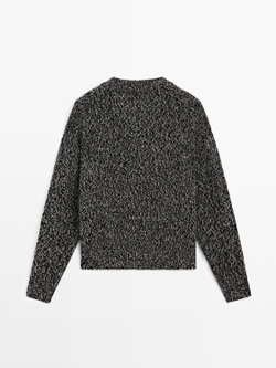 Massimo Dutti Кардиган из смесовой шерсти с узором «косы», черный