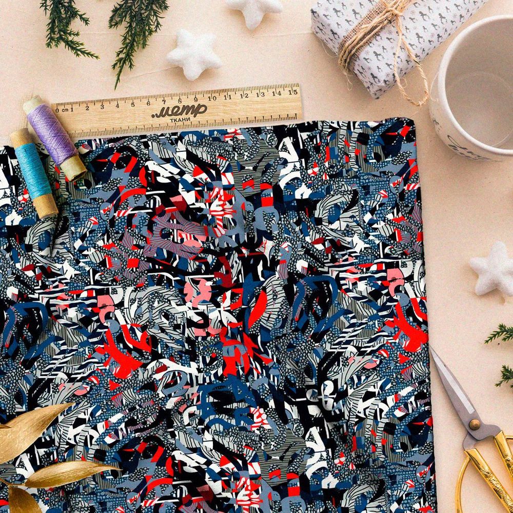 Ткань премиум сатин галактический хаос