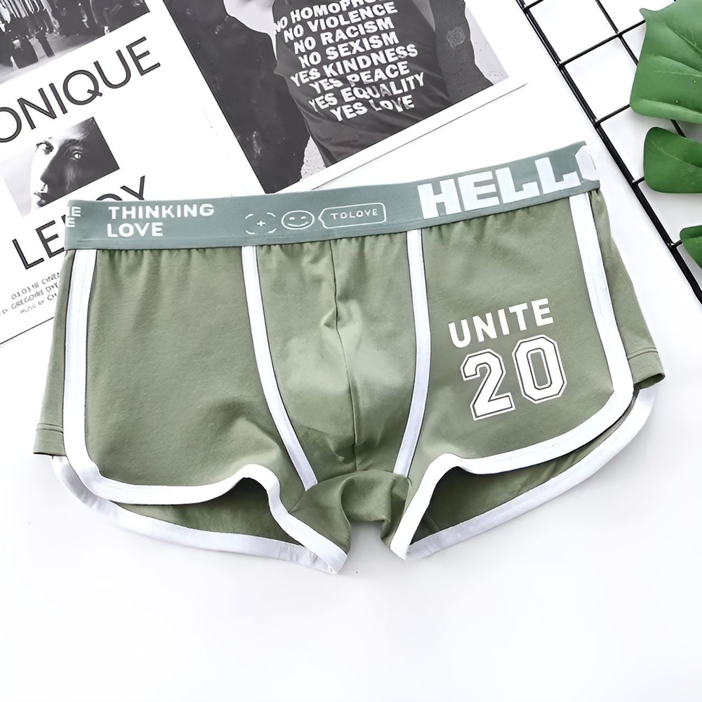 Набор из трех мужских трусов-боксеров с принтом на резинке (Размер: L) (Цвет: разноцветный)