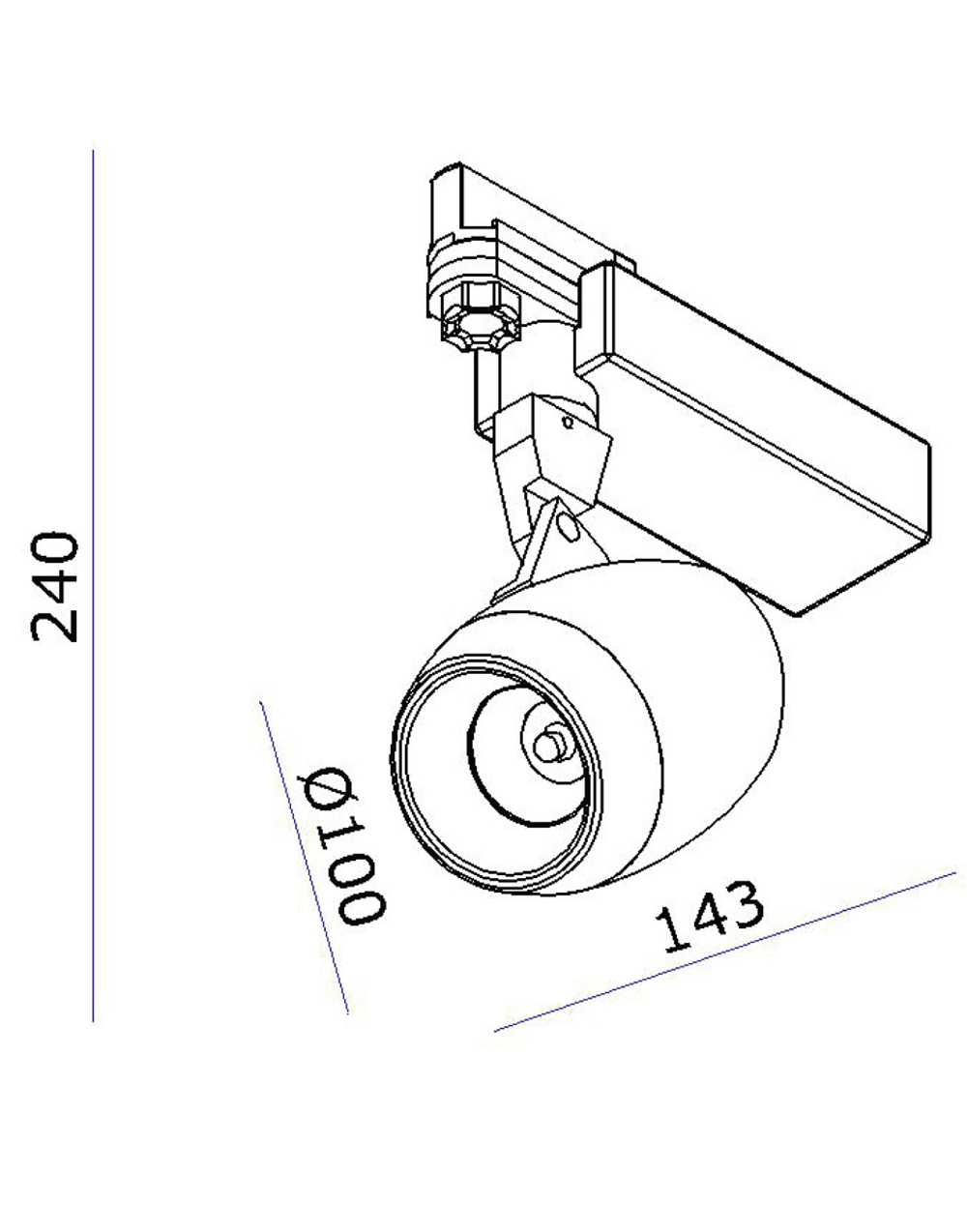 Светодиодный светильник для трехфазной шины, 15Вт