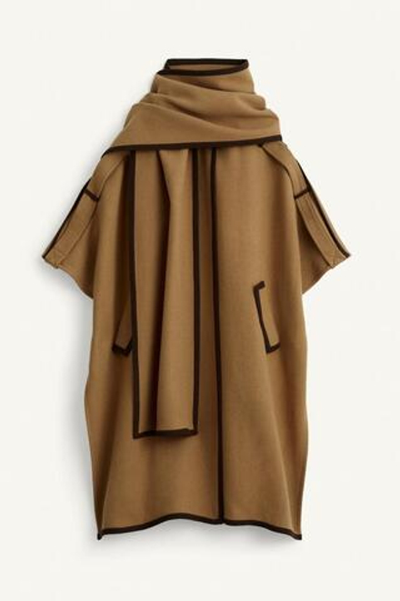 ZARA КАШЕМИРОВОЕ ПАЛЬТО, ТАБАЧНЫЙ