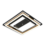 Потолочный светодиодный светильник 83Вт, 6600лм, 3000-6500K, Ra>80, плавная регулировка мощности, изменение цветовой температуры, ночник, пульт, металл/акрил, чёрный/дерево