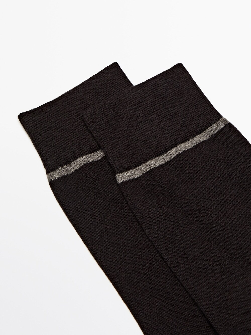 Massimo Dutti Высокие носки с контрастной горизонтальной полосой, черный