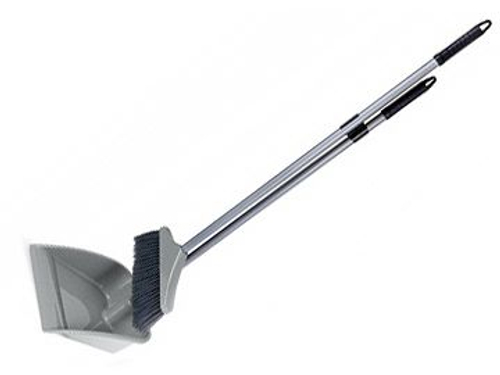 Совок со щеткой с высокой ручкой ПЕРФЕТТО серебристый