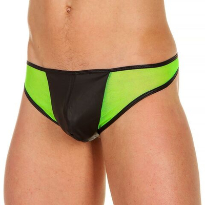 Черно-зеленые мужские трусики-тонги (Размер: XL) (Цвет: салатовый)