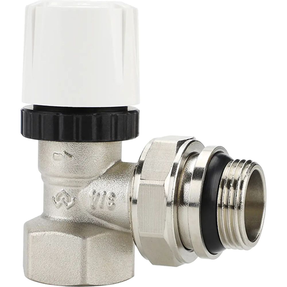 Термостатический радиаторный клапан, серия VM104, угловой, с самоуплотняющимся полусгоном 3/4"