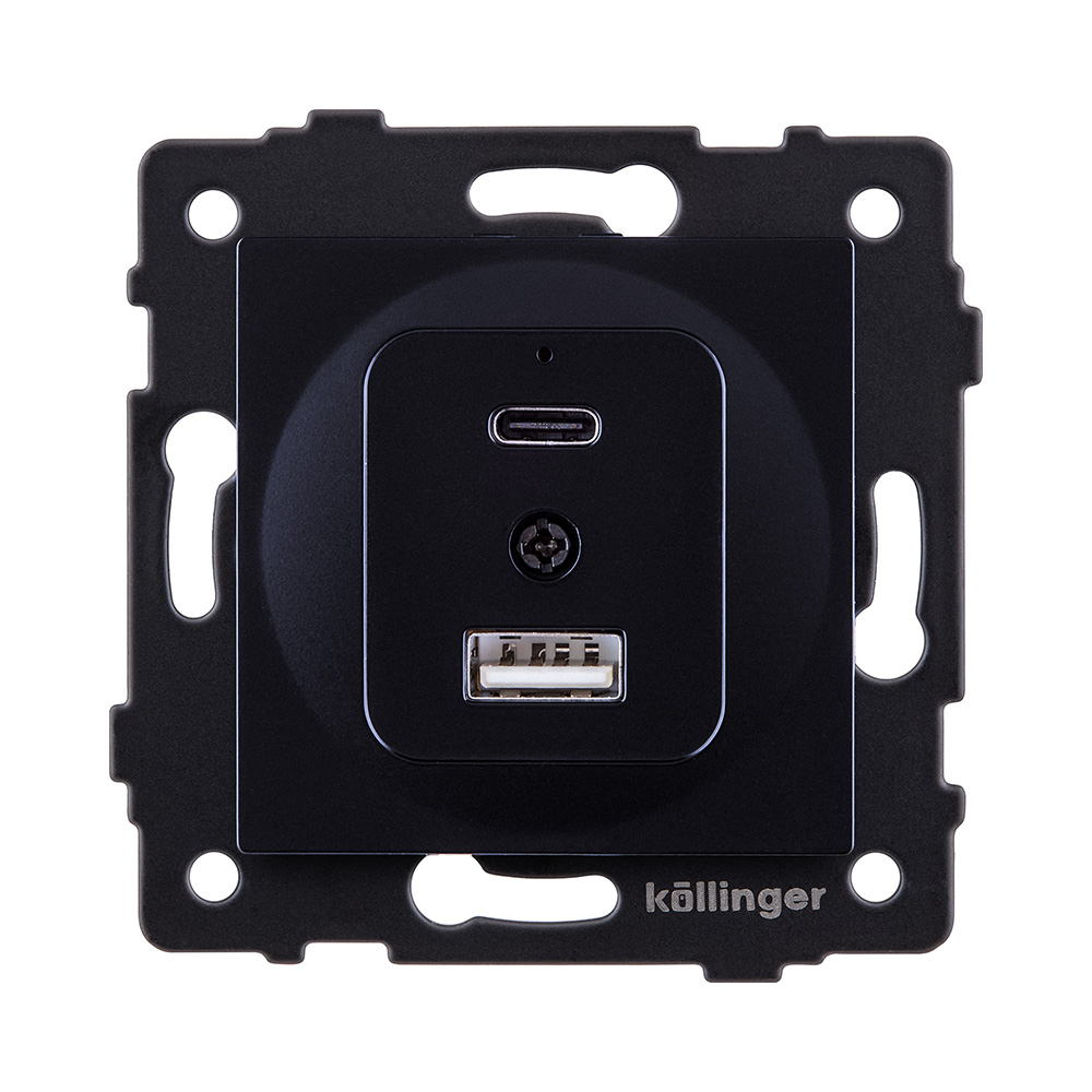Розетка USB A+C 20W, черный Kollinger REA-037BK для Aspekt, Eleganz, Reflex