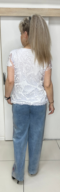 Двойной белый блузон с шифоновым верхом