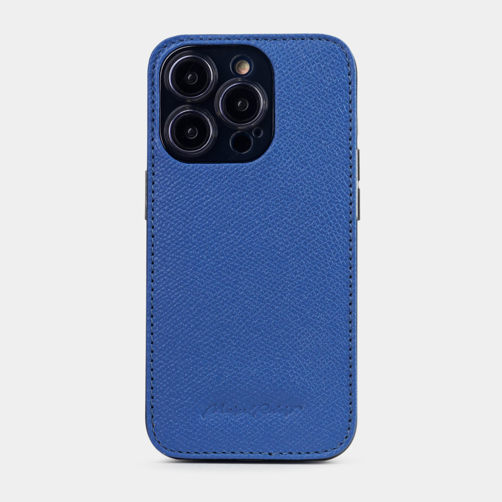 Чехол-накладка кожаная для iPhone 15 Pro синего цвета