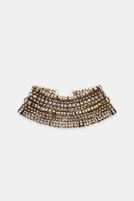ZARA МЕТАЛЛИЧЕСКИЙ ЧОКЕР СО СТРАЗАМИ, ЦВЕТ СОСТАРЕННОГО ЗОЛОТА