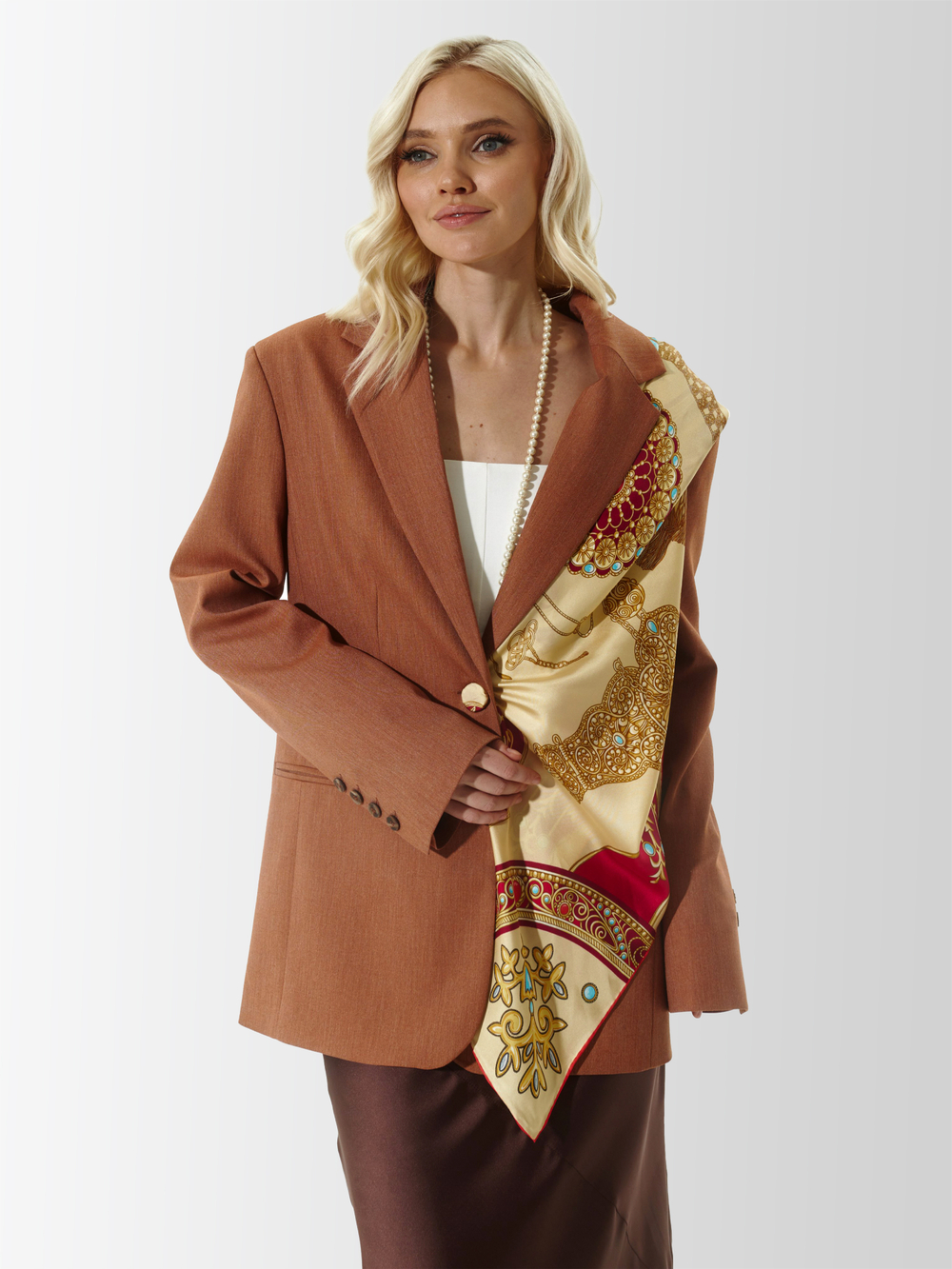 Платок «Горянка» 100% шёлк золотой