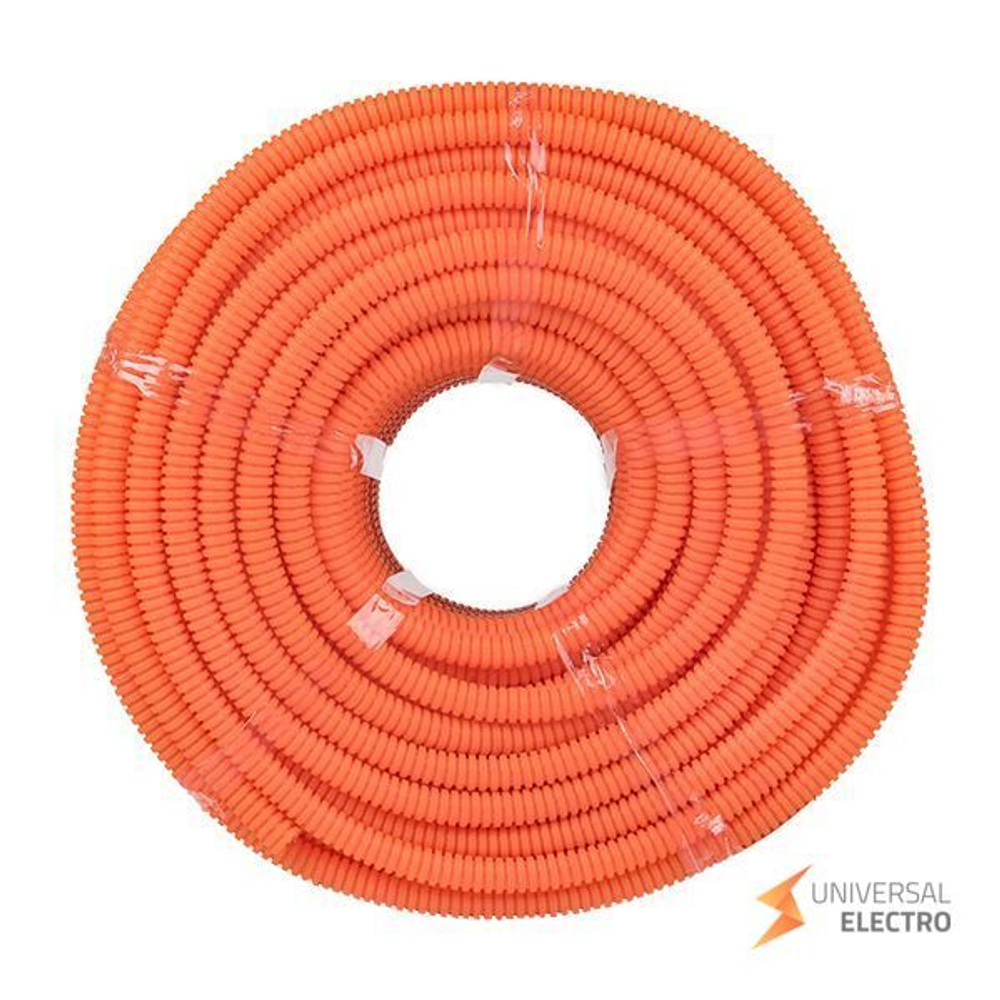 Труба гофр, ПНД тяжелая с протяжкой d16 мм (100 м) оранжевая EKF-Plast