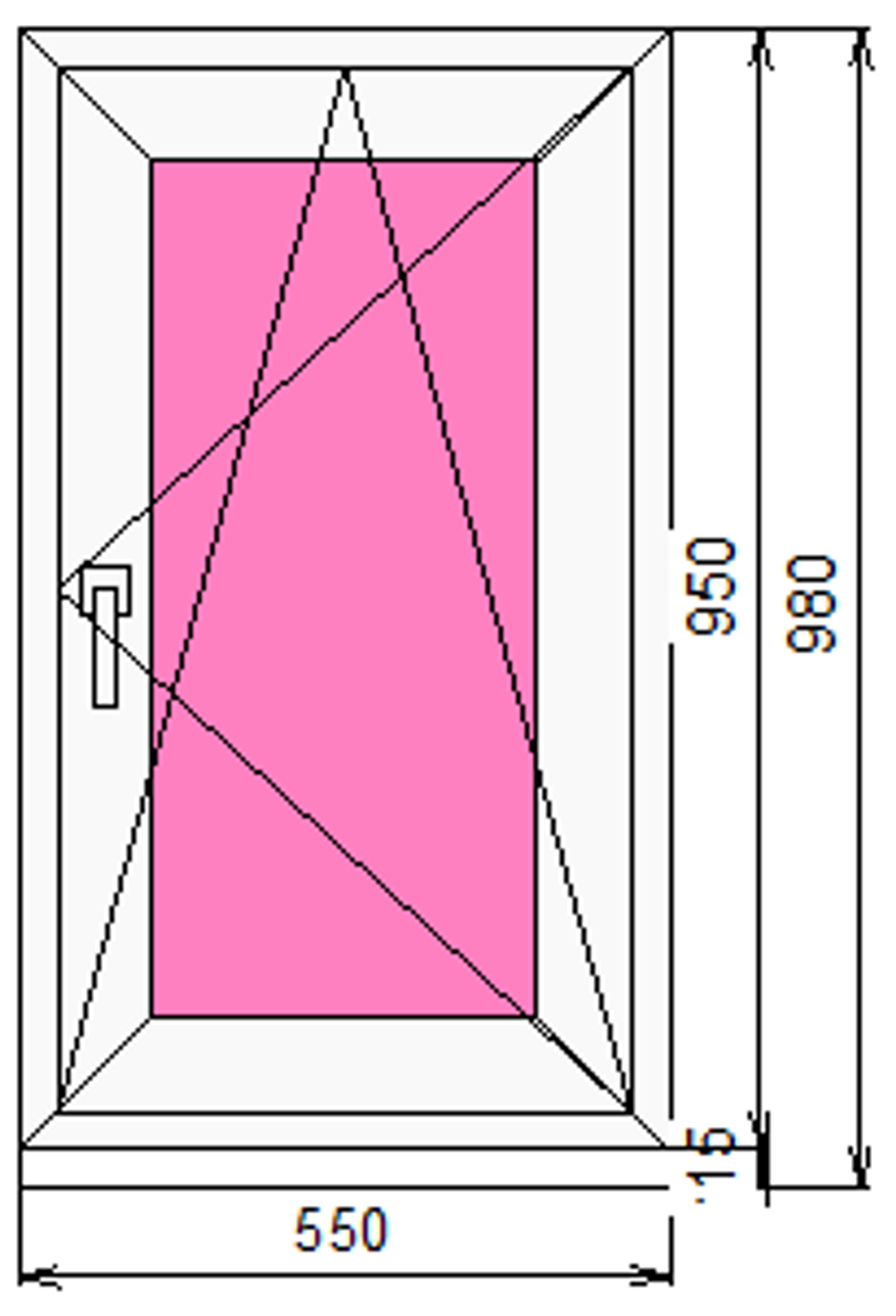 Пластиковое окно 950 х 550 ТермА Эко с поворотно-откидной створкой