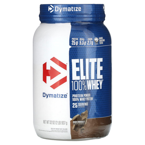 Dymatize, Elite 100% сывороточный протеин в порошке, насыщенный шоколад, 907 г (2 фунта)