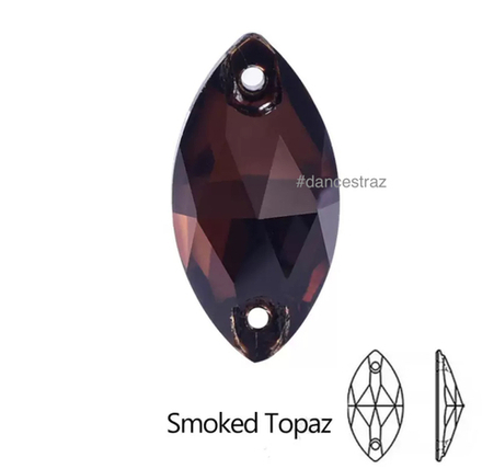 Стразы пришивные, Horse Eye, Smoked Topaz, 220, 9*18mm, (36 ea/pkg), 5A+, (F2)