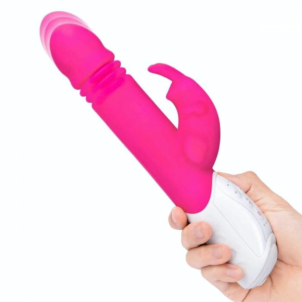 Розовый пульсирующий вибромассажер G-Spot Thrusting Rabbit - 24 см. (Цвет: розовый)