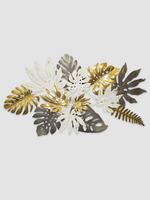 Панно на стену для интерьера декоративное большое металлическое "Листья монстеры" 130*71 см