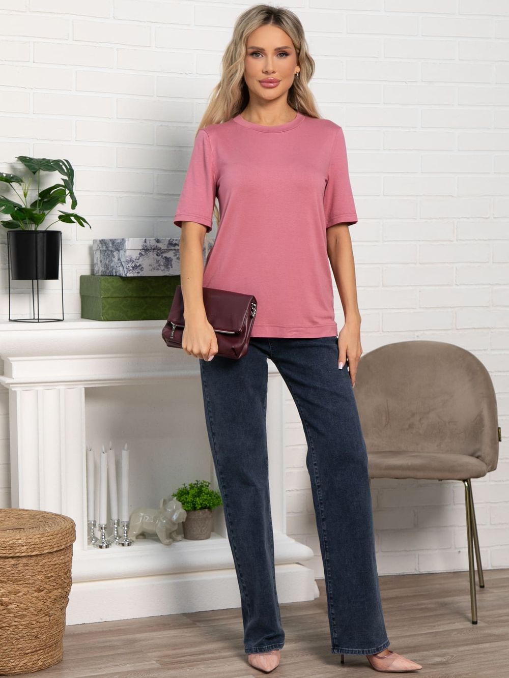 Футболка базовая (розовая) Б15578-10М LT Collection