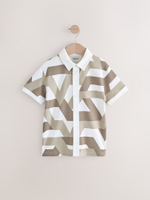 Рубашка с коротким рукавом для мальчика Next E98-654, Молочный, Коричневый