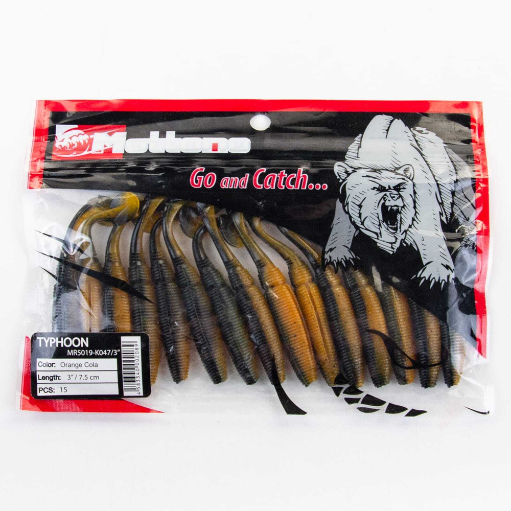 Виброхвост Mottomo Typhoon (75мм, 3гр), 15шт/уп