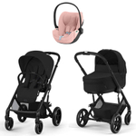 Коляска Cybex Balios S Lux BLK complete Cloud T Peach Pink Plus Base T 4 в 1 Moon Black с дождевиками