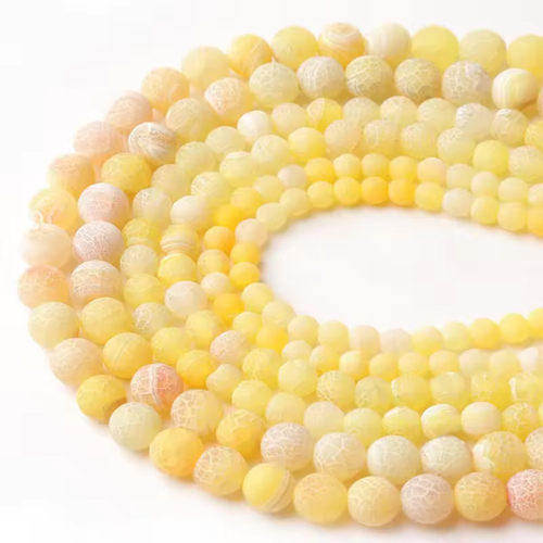 Африканский Агат бусины 4/6/8/10 мм, на нитке 38 см, цвет: Желтый