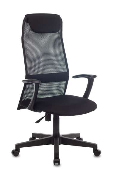 Кресло руководителя Бюрократ KB-8 черный TW-01 TW-11 сетка/ткань с подголов. крестов. пластик