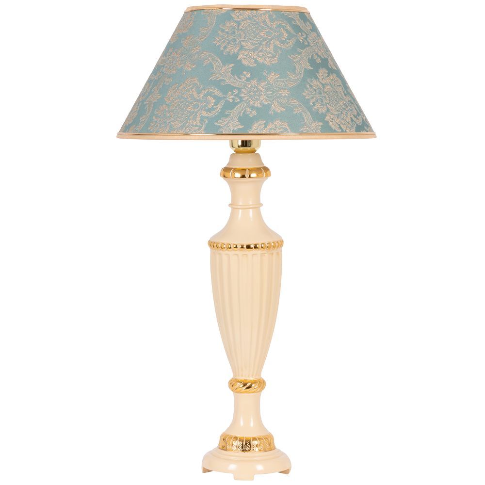 Настольная лампа Ваза Ребристая Айвори с абажуром №38 Vatican (Ватикан) Аквамарин