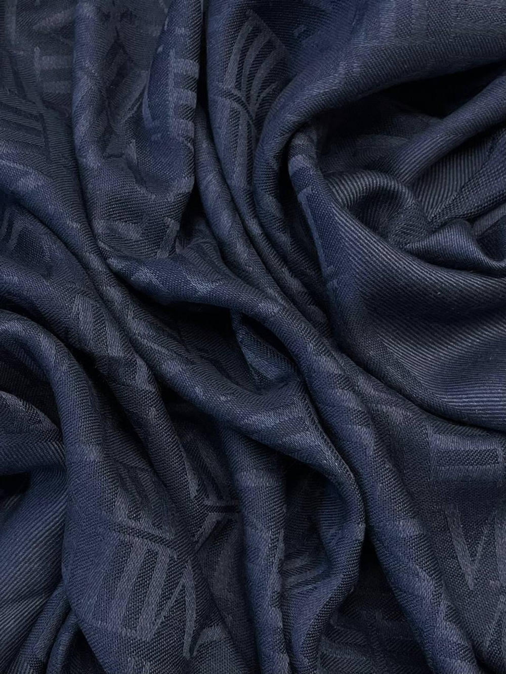 Купон кашемир с шерстью Mantero VIII синий с дизайнерским принтом