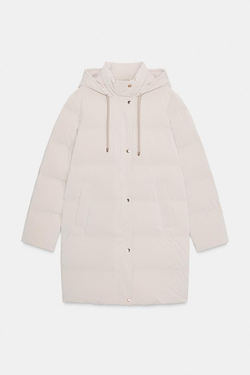 ZARA ПОЛУДЛИННЫЙ ВЕТРОЗАЩИТНЫЙ АНОРАК ИЗ ПРОРЕЗИНЕННОЙ ТКАНИ, ЭКРЮ