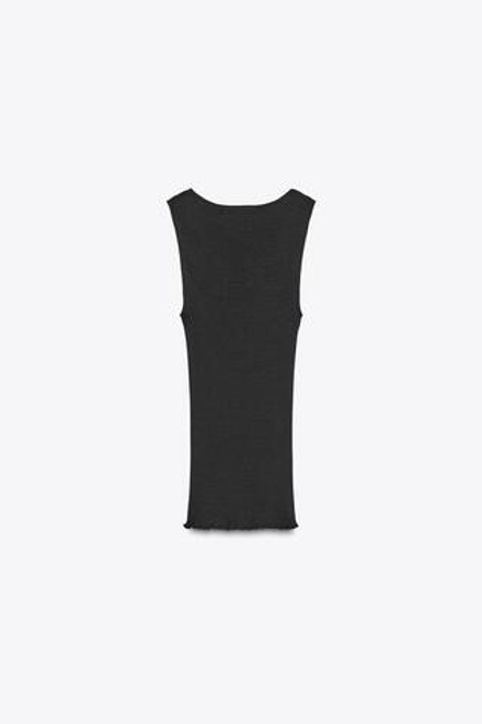 ZARA ФУТБОЛКА В РУБЧИК С КРУЖЕВОМ, ЧЕРНЫЙ