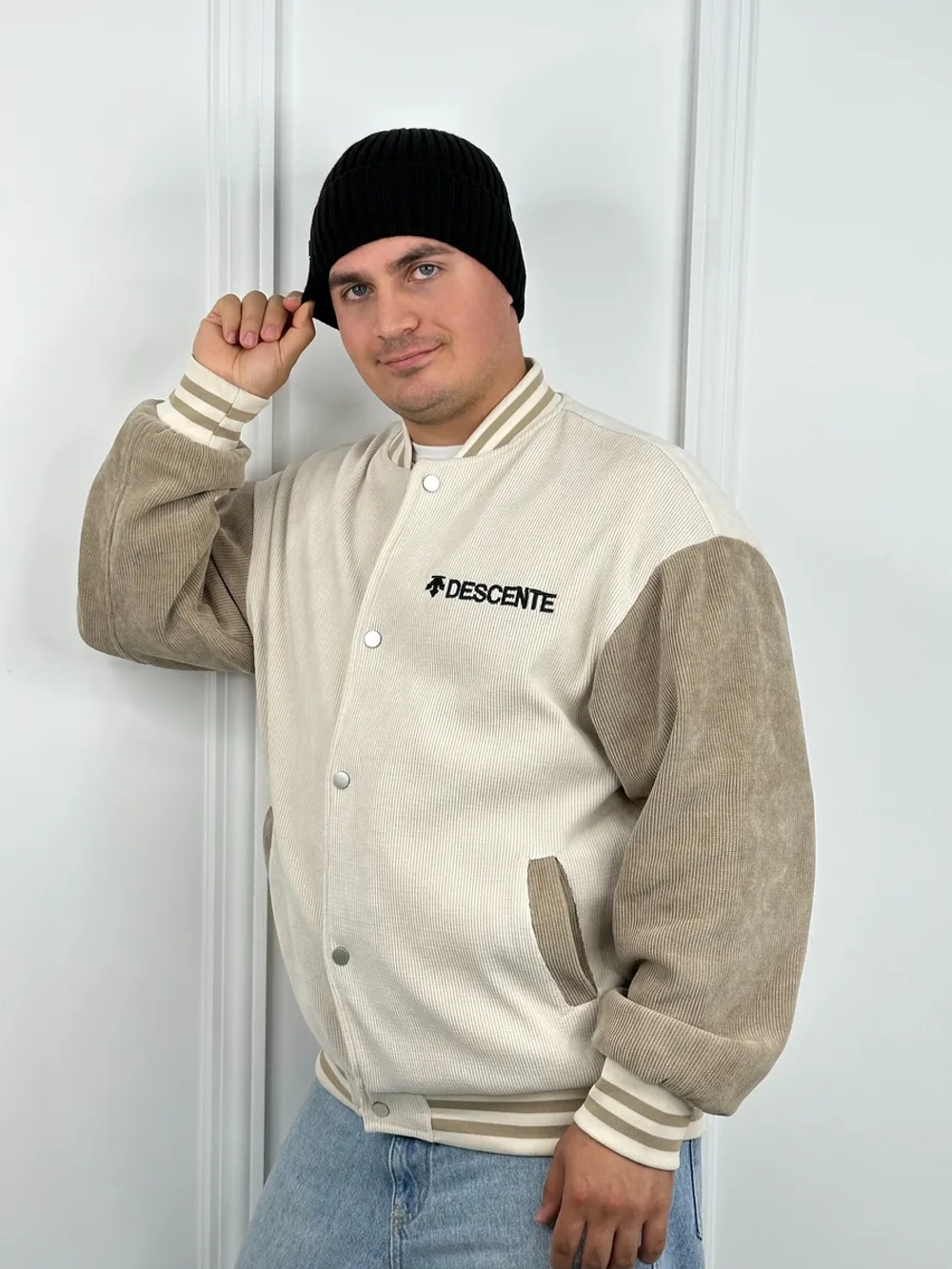 шапка вязаная теплая с отворотом стильная