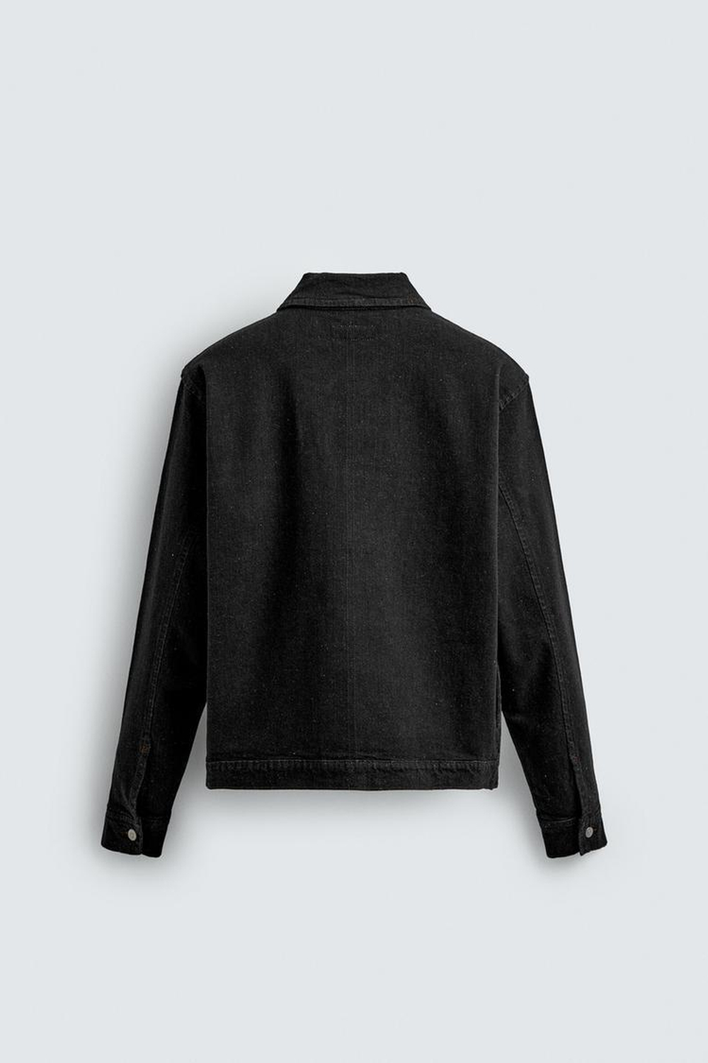 ZARA ДЖИНСОВАЯ КУРТКА-РУБАШКА НА МОЛНИИ, ЧЕРНЫЙ