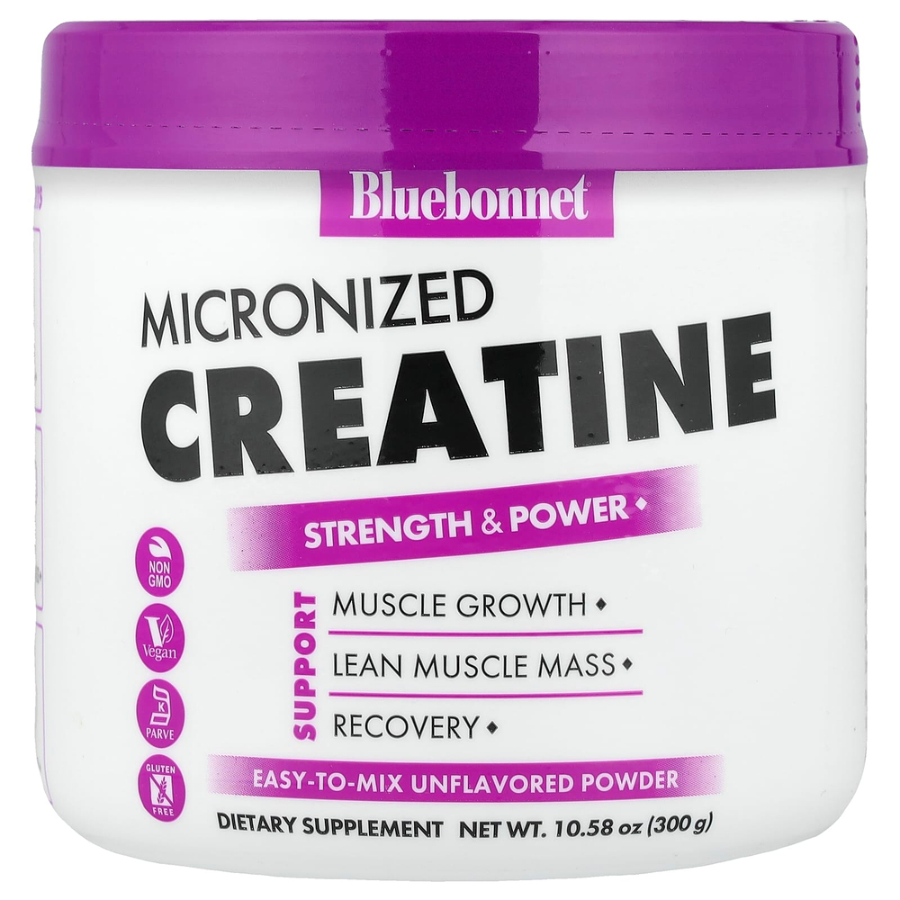 Bluebonnet Nutrition, микронизированный креатин в порошке, без добавок, 300 г (10,58 унции)