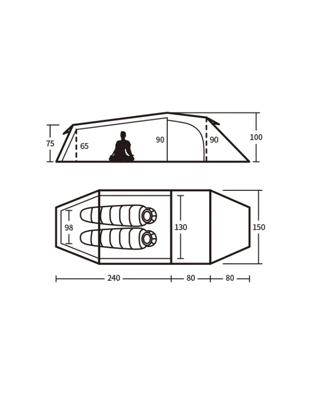 Палатка Naturehike Opalus 2-местная, алюминиевый каркас, оранжевая