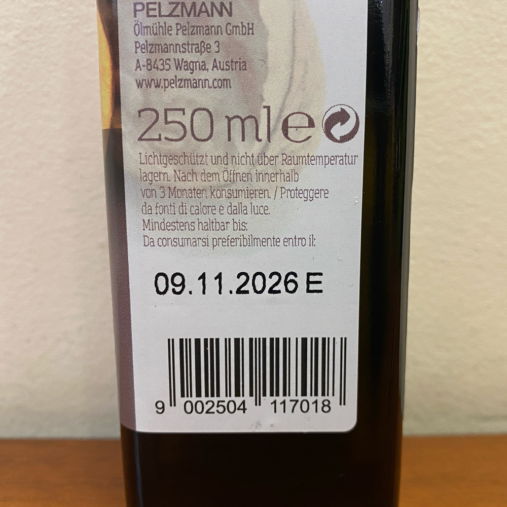 Масло из грецкого ореха Pelzmann  250 мл