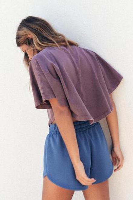 ZARA ФУТБОЛКА-НАКИДКА ИЗ ТКАНИ С ЭФФЕКТОМ ПОТЕРТОСТИ, ЛИЛОВЫЙ