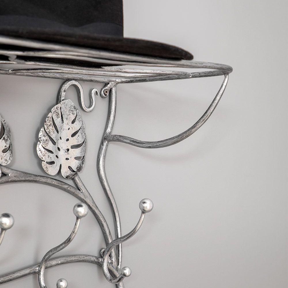 Вешалка настенная Monstera Deliciosa (Монстера) Античное серебро