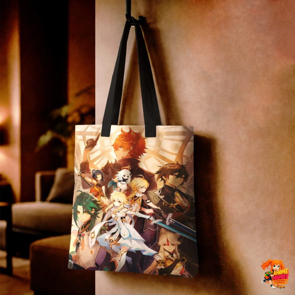 Сумка шоппер с принтом Genshin Impact